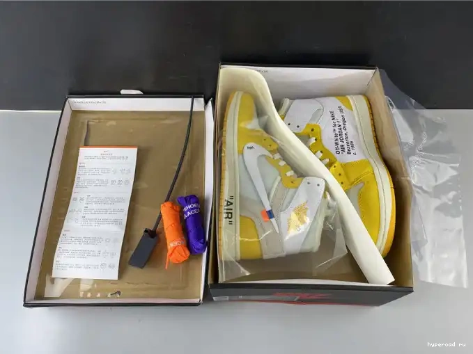 Jordan Dark Air Yellow-Cone NRG Off-White 1 AQ0818-149 Powder x White 0426